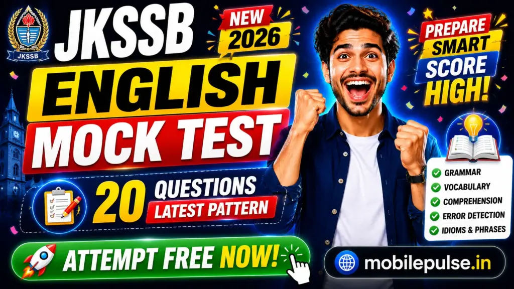 JKSSB English Mock Test 2026 | Attempt Now