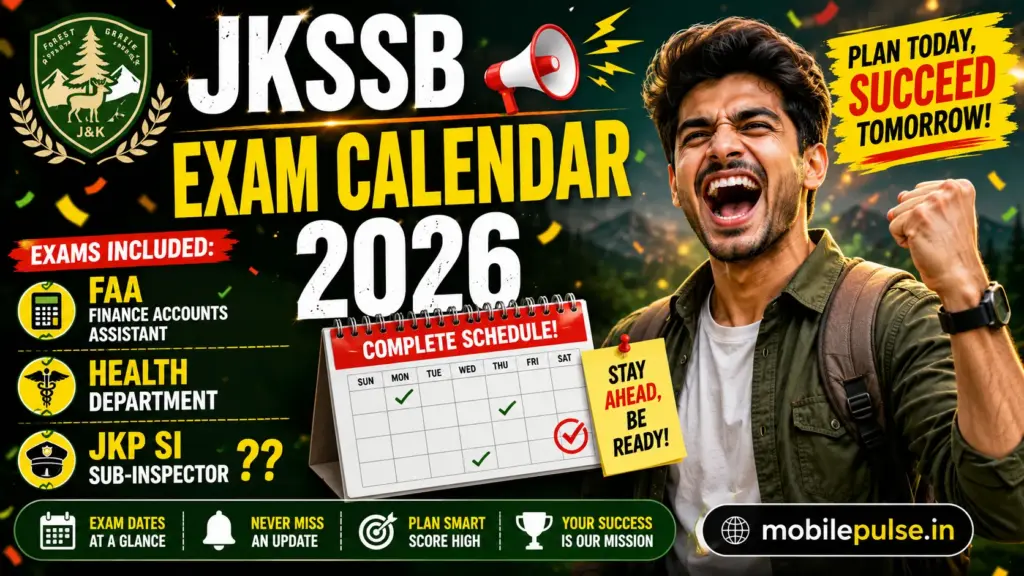 JKSSB Exam Calendar 2026: FAA, JKP SI, Health Department
