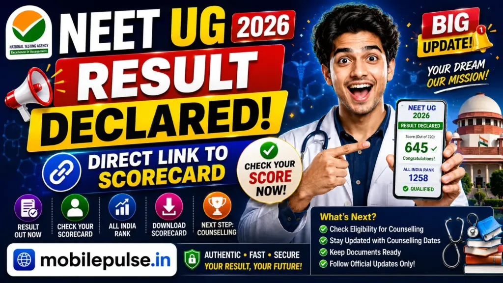 NEET UG 2026 Result Declared: Direct Link to Scorecard