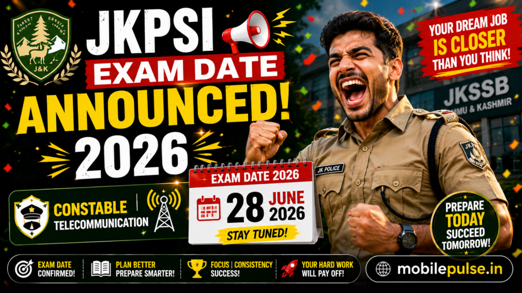 JKPSI Exam Date Announced 2026 — Constable, Telecommunication